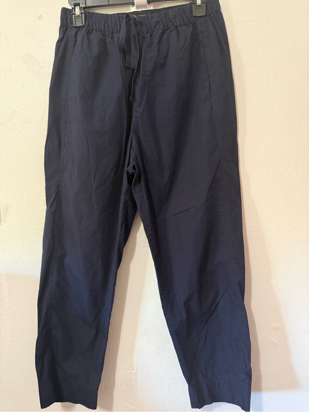 Quince Women’s Navy Organic Cotton Poplin Pull On Pants Waist Pockets Size M